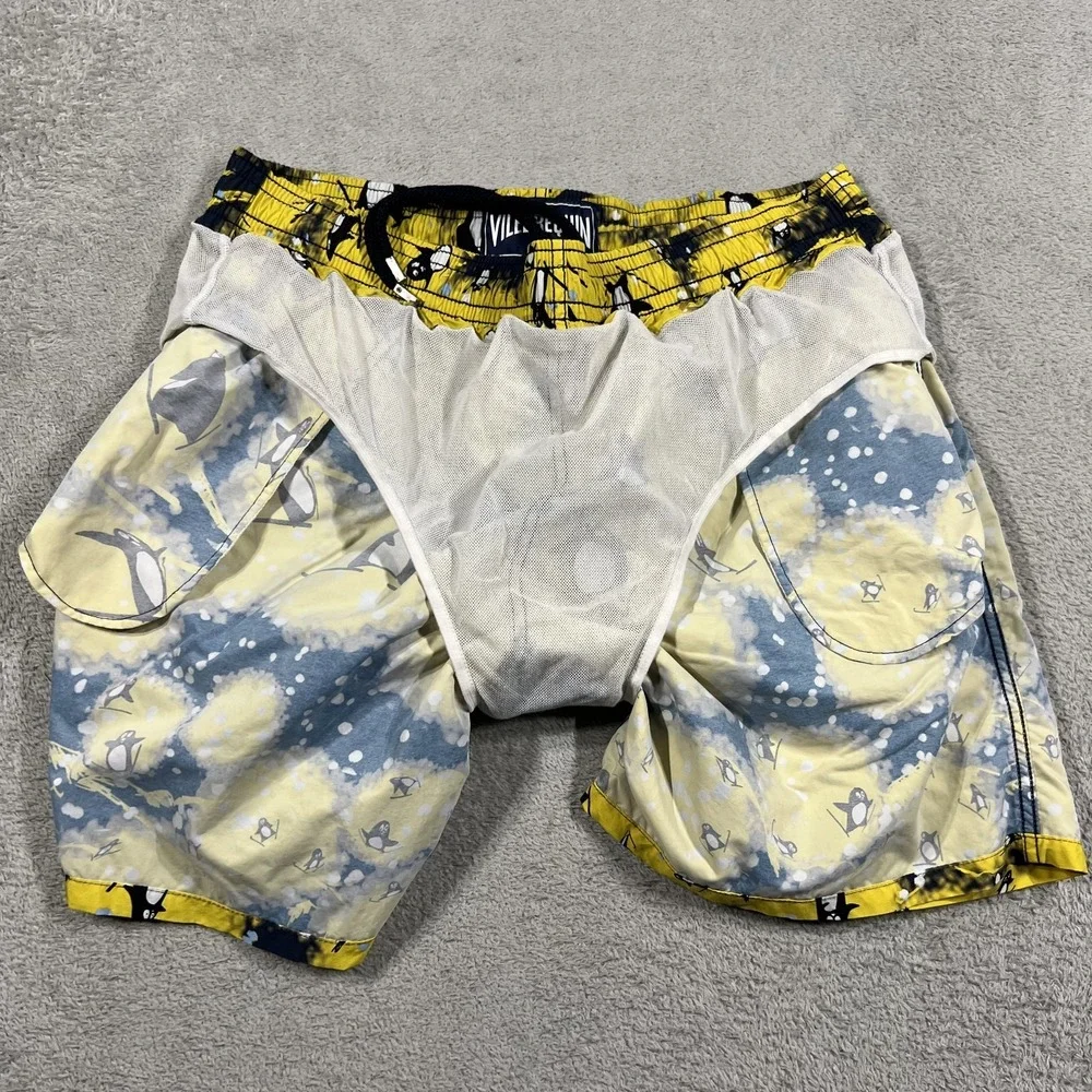 Vilebrequin Swim Shorts Mens 2XL Ski Penguin Print Lined Beach